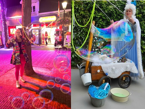 Bella Blaas als Bubblelicious Bubbles en Winter Queen www.funenpartymatch.nl
