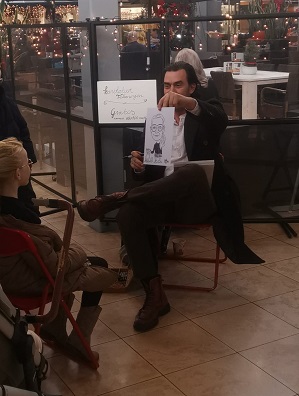 Karikaturist Arne met kind www.funenpartymatch.nl