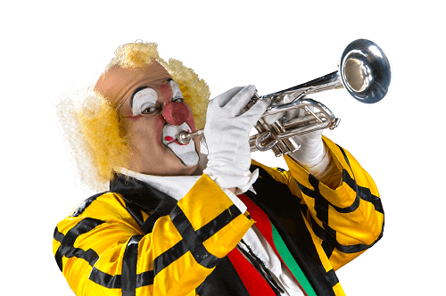 Muzikale Clown Teddy Klarinetti www.funenpartymatch.nl
